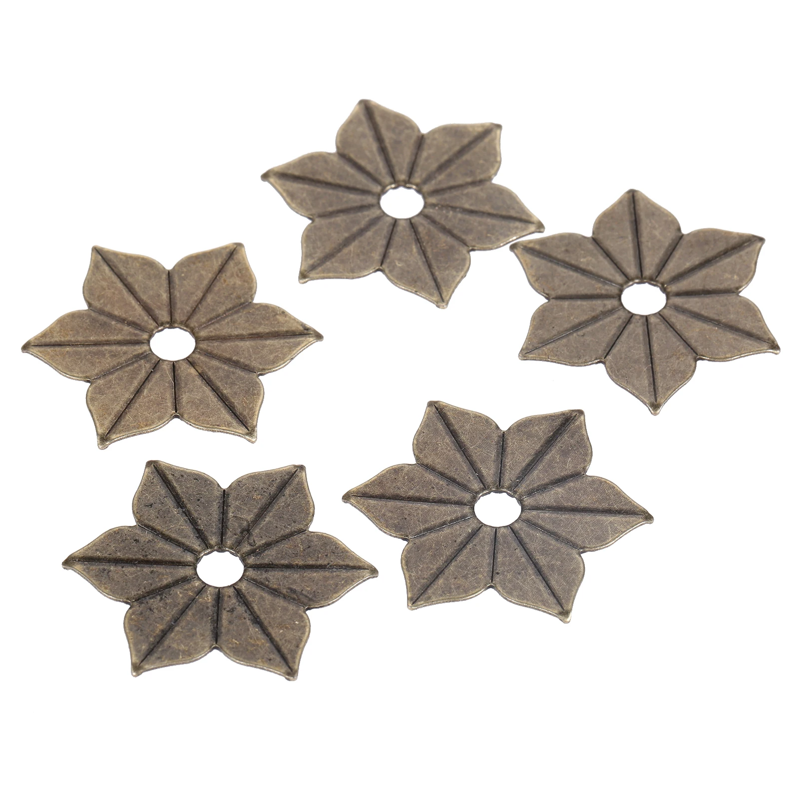 10pcs Old Fashion Bronze Flower Decorative Protectors Corner Brackets Embellishment Scrapbook Wooden Box Upholstery Nails 35mm