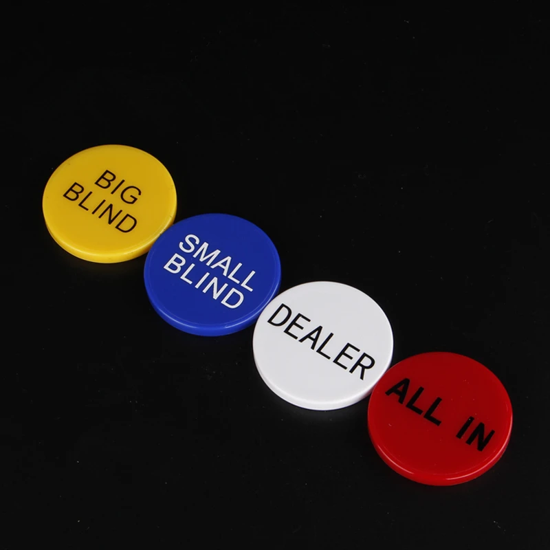 1Pcs HOT SALE Acrylic Round Plastic Dealer Coins SMALL BLIND/BIG BLIND/DEALER/All IN Texas Poker Chip Set Coin Buttons Game