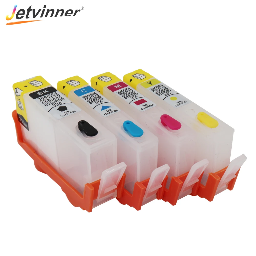 Jetvinner For HP 670 4-color Refillable Ink Cartridge for HP670 Deskjet 3525 4615 4625 5525 Printers with ARC chips