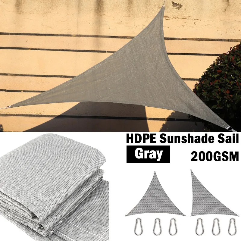 

200GSM HDPE Triangle Sun Shade Net Gray Courtyard Terrace Sun Canopy Outdoor Beach Camping Sun Shelter Swimming Pool Awnings