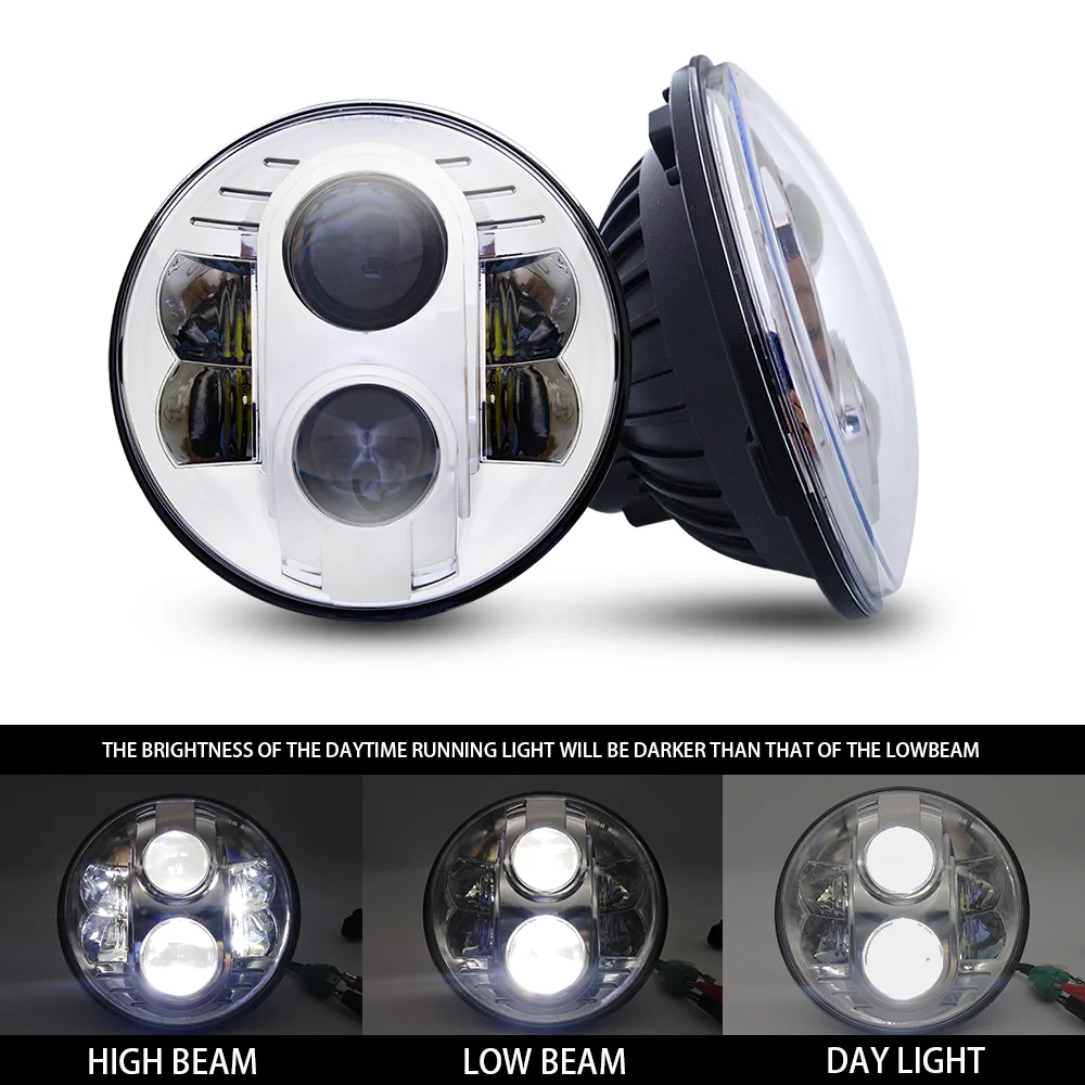 

For Lada Niva 4x4 7'' Led Headlight H4 High Low Beam Round Cars Running Lights Headlamp for Jeep Wrangler JK Land Rover Defend