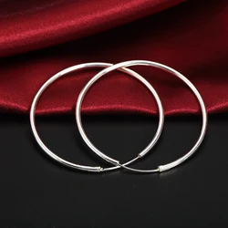 Fashion Woman Earrings Silver Color Big Hoop Earrings Classic Party Gift Jewelry Diameter 5 / 6CM Wholesale Price