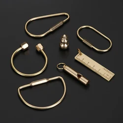 Creative Brass Keychain Portable Key Ring Pendant Whistle Ruler Buckles DIY Unique Organizer Tools Jewelry Keychain Accessories