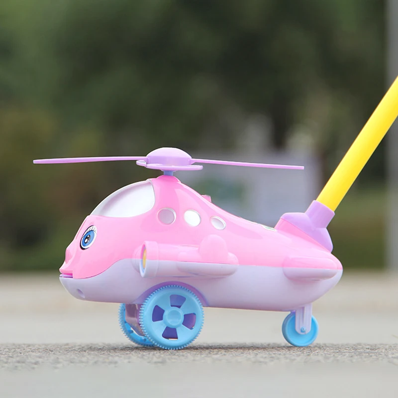 1Pcs Vocalization Telescopic Tongue Propeller Rotate Cute Little Aircraft Children Toddler Trolley Creative Pink Vehicles Toys