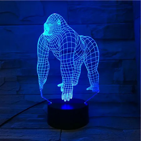 2023 Animal Orangutan Gorilla Chimpanzee 3D USB LED Lamp Remote 16 Colors Changing Mood Illusion Table Decor Night Light  538