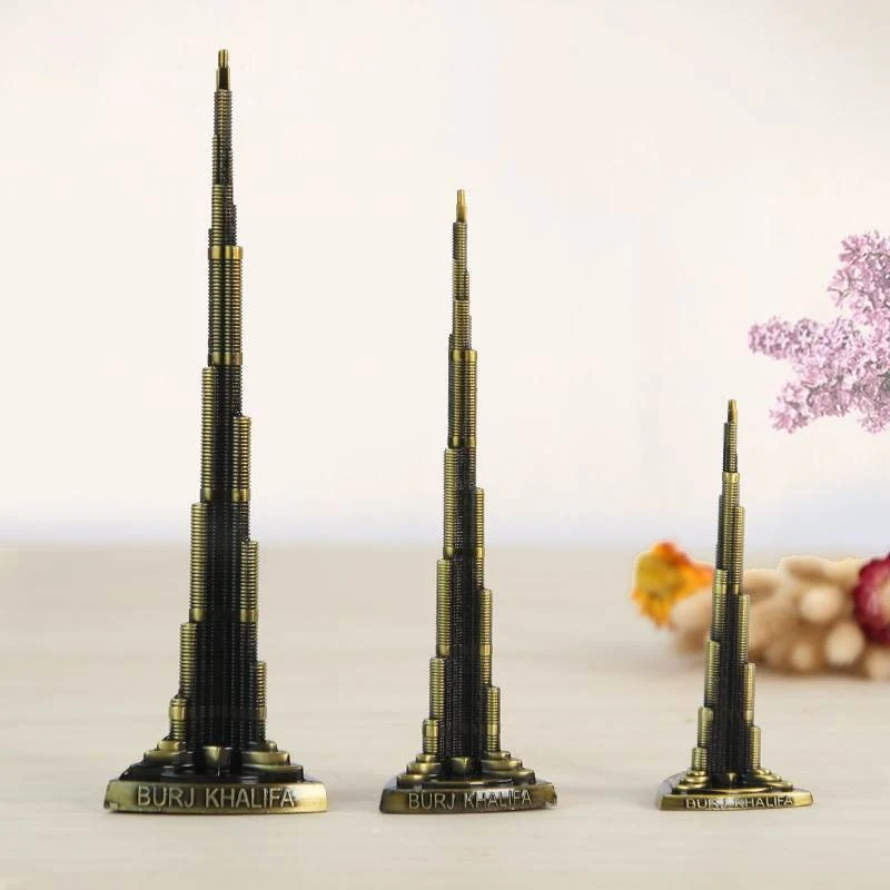 Strongwell Creative Burj Khalifa Model Metal Home Decoration Accessories Figurines Miniatures Furnishing Craft Birthday Gift