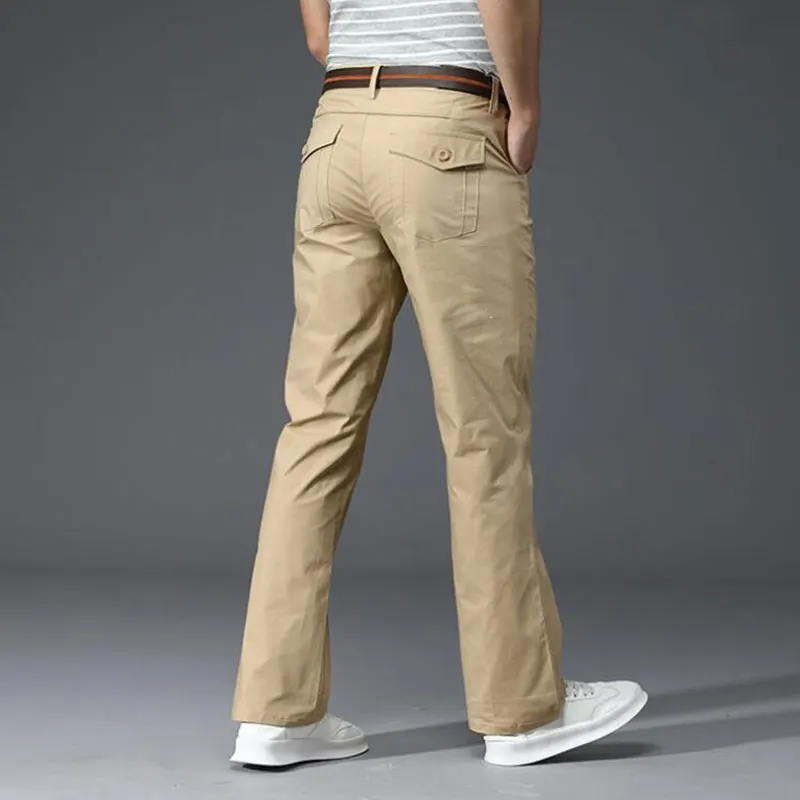 Pantalones casuales para hombre, pantalones informales finos de Micro acampanado, elásticos coreanos, ajustados, acampanados, primavera y verano