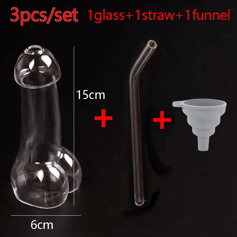 3/1pcs Wine Glasses Cup Genital Penis Glass Cup Dick Cocktail Drinkware Party Beer Cup Funny Interesting Cups Mug Bottle Straw