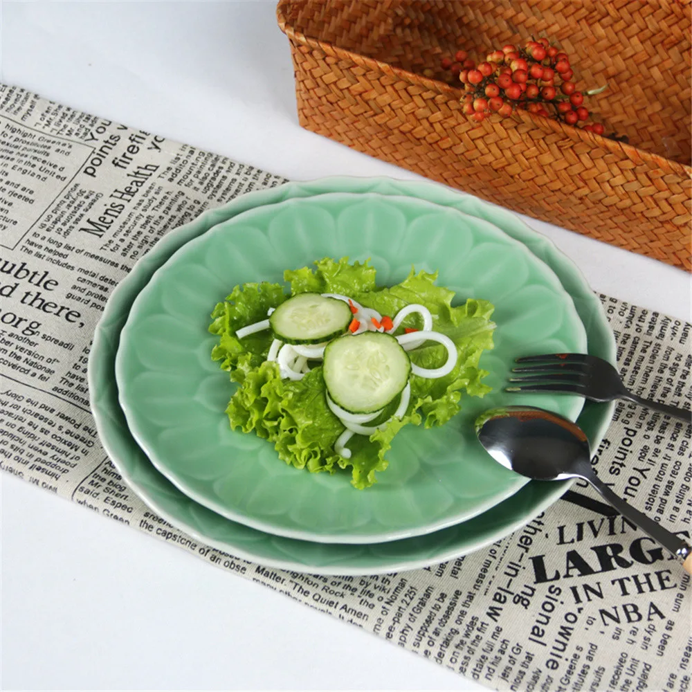 Plates for Salad Microwave Safe Fruit Sushi Sauce Seasoning Dish Ceramic Combination Dinnerware Decor Flower Porcelain Tableware