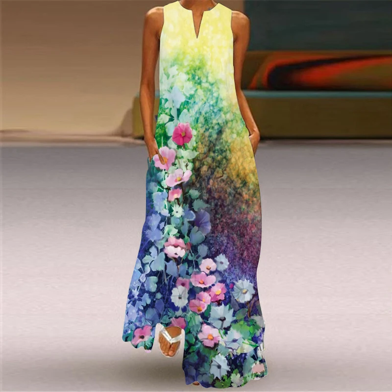 MOVOKAKA Summer Long Dress 2024 elegante Robe Dress Party abiti senza maniche donna Casual Sundress Vintage Maxi abiti per le donne