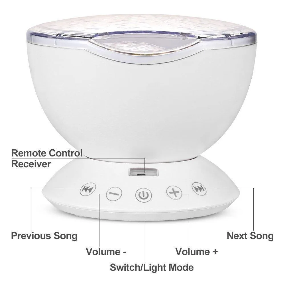 Colorful water Waves lighting effect Projector Lamp Ocean Wave Projector Led Night Light Rechargeable USB LED Music sleep light