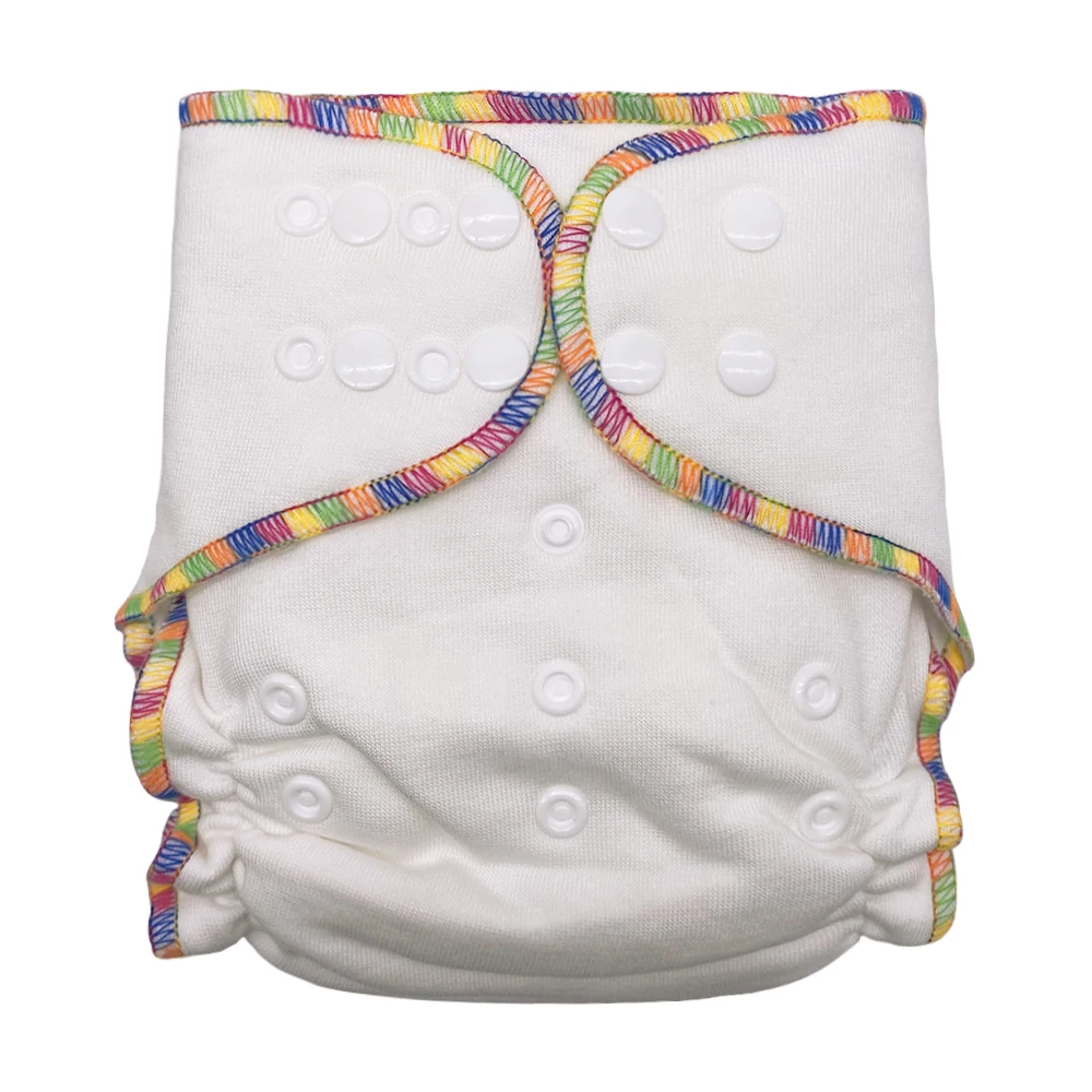 Goodbum Soft Double Row Snaps Washable Adjustable  For 3-15KG Baby Bamboo Cotton AI2 Cloth Diaper