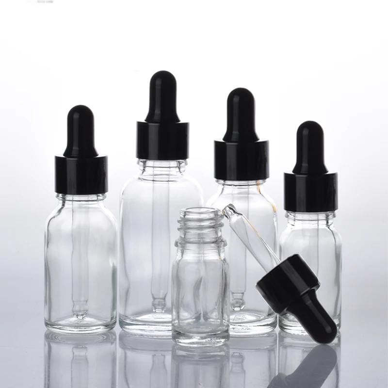 1pcs 5ml-100ml Empty Amber Clear Glass Dropper Bottles Essential Oil Drop Aromatherapy Liquid Reagent Pipette Refillable Bottle