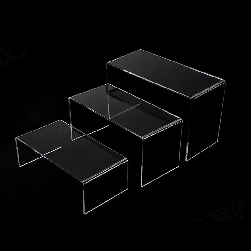 3PCS/PACK Clear Retail Acrylic Risers U Shape Showcase Jewelry Display Riser Shelf Corner Rack for Candy Dessert