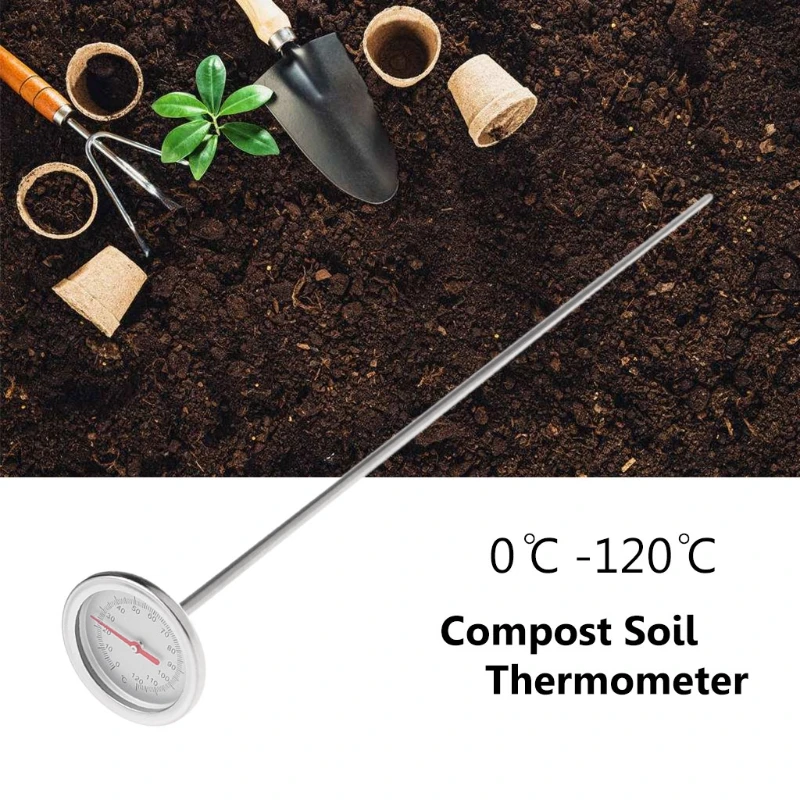 50cm Premium Stainless Steel Compost Soil Thermometer Garden Backyard 0℃-120℃ A0NC