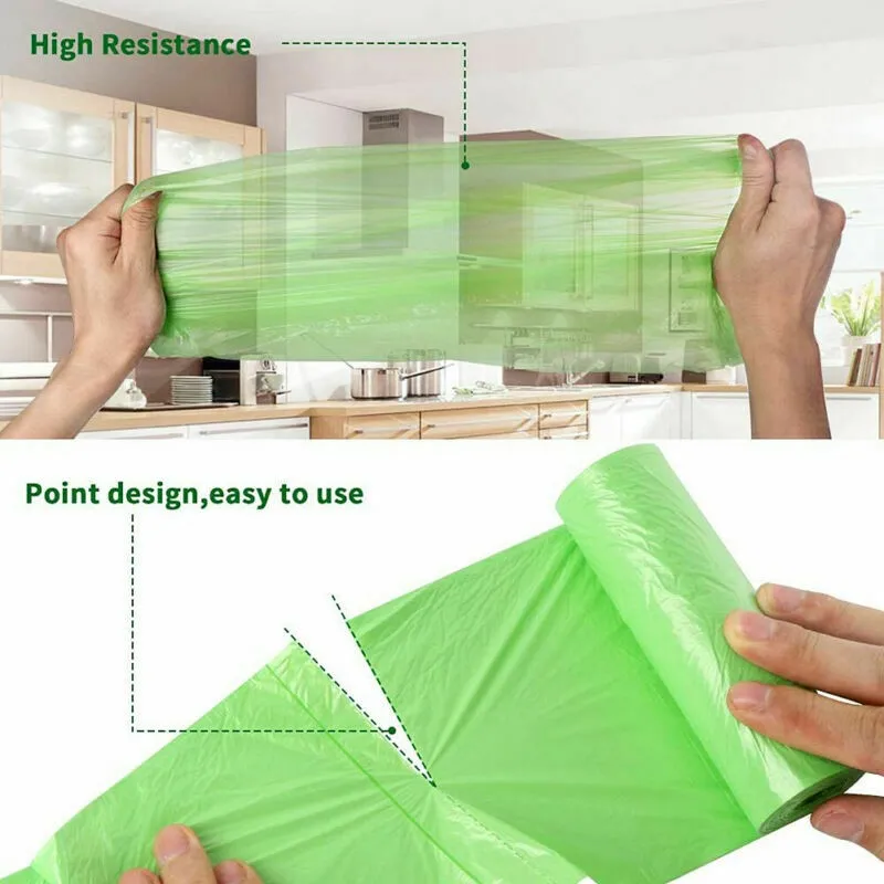 1 Roll 30Pcs Biodegradable Bags Portable Camping Festival Toilet Home Clean Composting Plastic Trash Bag Green 45x55cm