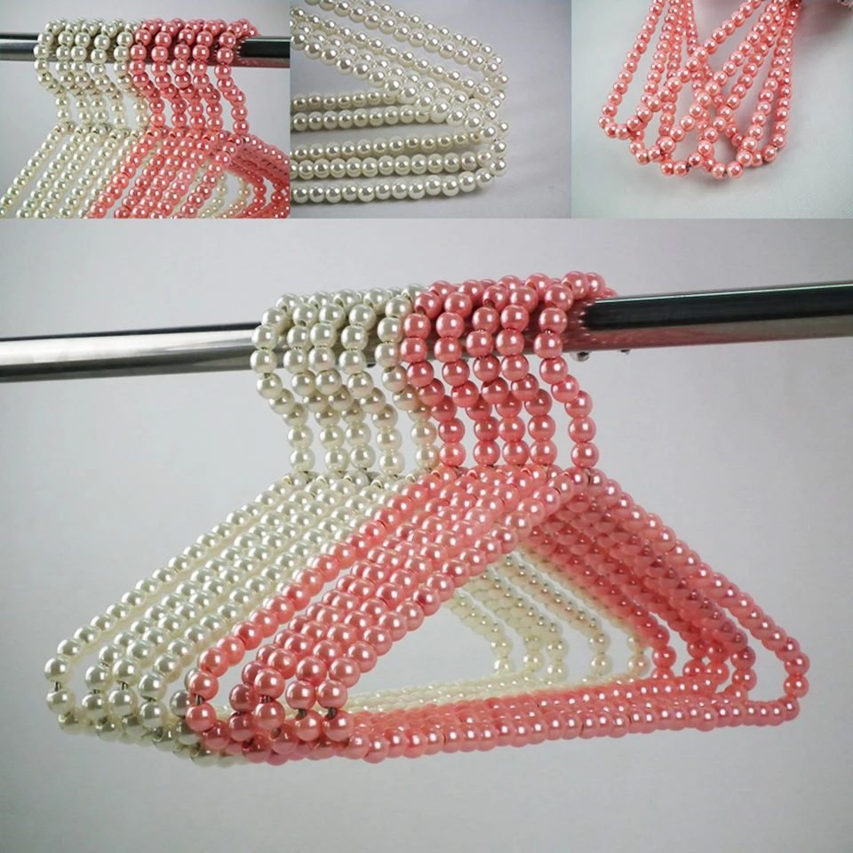 Plastic Hanger Imitation Pearl Hangers for Kids, Plastic Beads Hanger, White or Pink Display, Factory Hot Sale