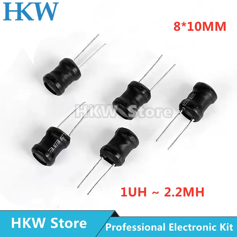 10 sztuk DIP induktor mocy cewki 8*10mm 2.2UH 4.7UH 10uH 22uH 100uH 150uh 220uH 330uH 470uH 1MH 2.2MH 4.7MH 10MH indukcyjności 2 szpilki