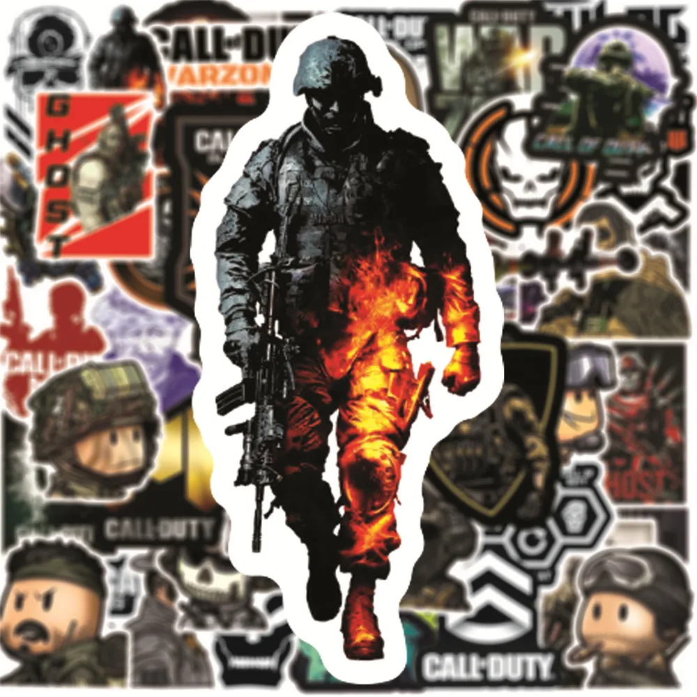 50PCS For Call of Duty Game Stickers Waterproof for Notebook Luggage Skateboard Bicycle Phone Suitcase Laptop Sticker