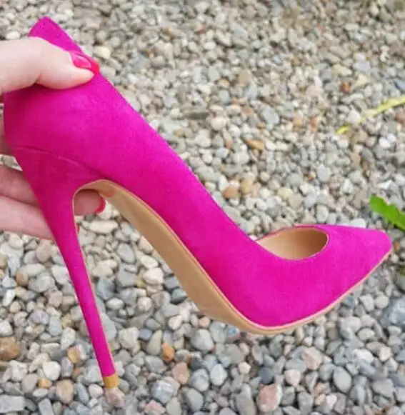 

Hot Sale Rose Red Suede Low Cut Party Pumps Pointed Toe High Heel Shoes Ladies 12 cm 10 cm 8 cm Stiletto Heels Party Dress Shoes