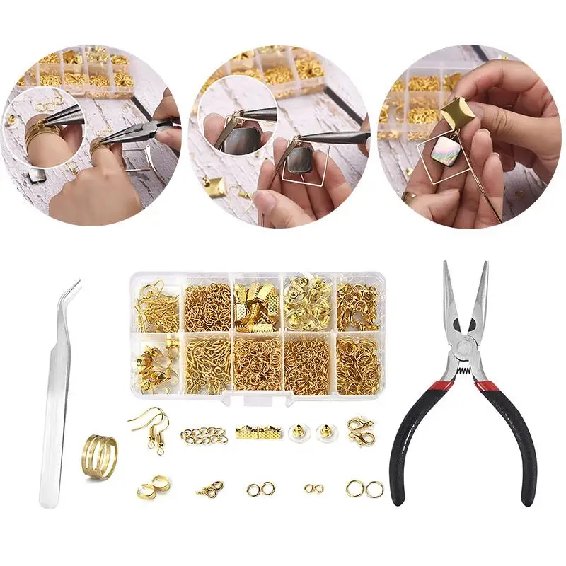 

Alloy Accessories Jewelry Findings Set Copper Wire Open Jump Rings Earring Hook DIY Jewelry Making Tools For Necklace Bracelet