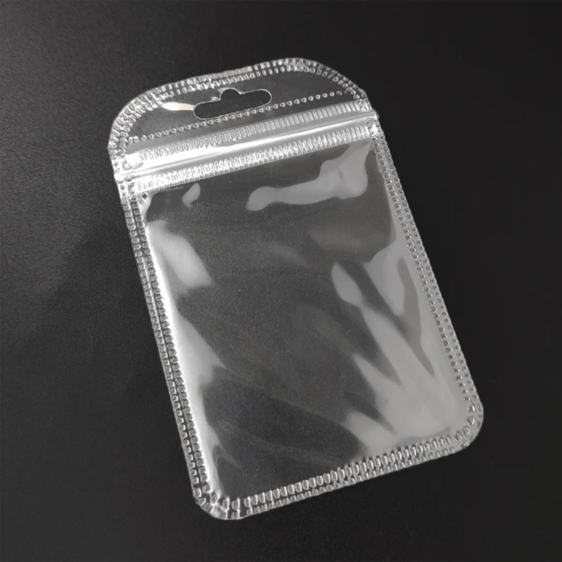 100PCS Retail Clear Plastic Zipper Bags Zip Lock Self Seal Electronic Accessories Storage Poly Grocery Package Bag Hang Hole