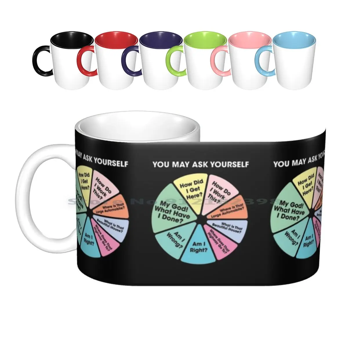 80's Music Retro Lyrics-You May Ask Yourself Pie Chart Ceramic Mugs Coffee Cups Milk Tea Mug 1980s Ear Worm Quotes Talking Pie