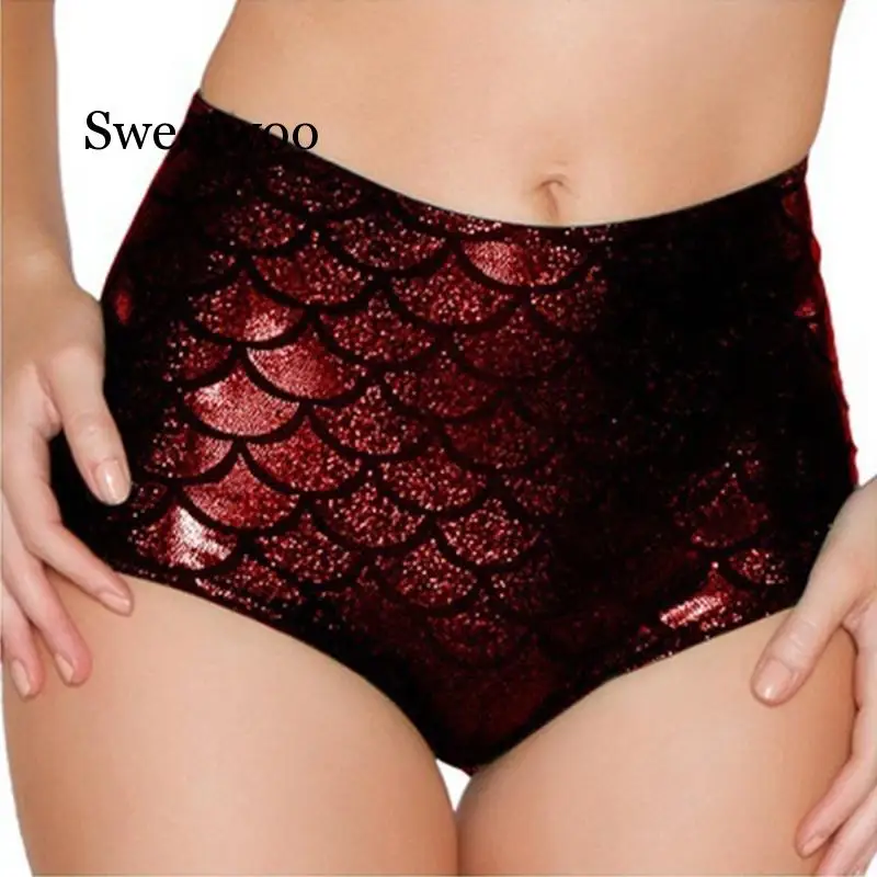 

2020 Women High Waist Bling Stretch Shorts Beach Slim Knickers Skinny Shorts Casual Fish Scale Club Party Shorts