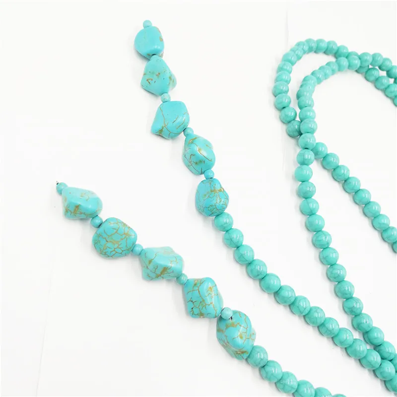 Bohemian Beads Turquoise Natural Semi-precious Stone Necklace Women Fashion Necklace Collar Bead Party Jewelry New Jewelry