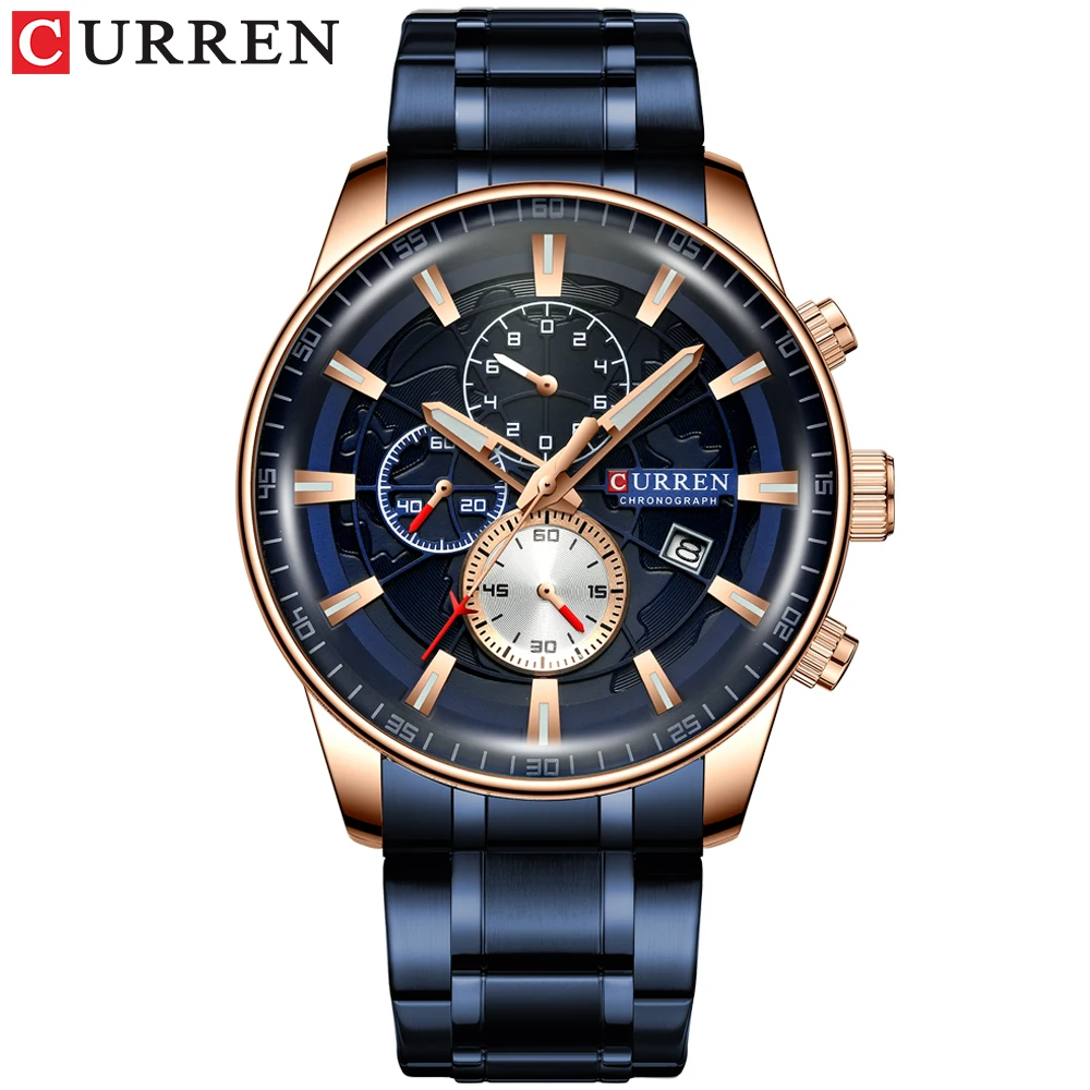 CURREN Top Brand Watches for Men Waterproof Quartz Wristwatch Stainless Steel Fashion Sport Men’s Watch Date Male Clock reloj