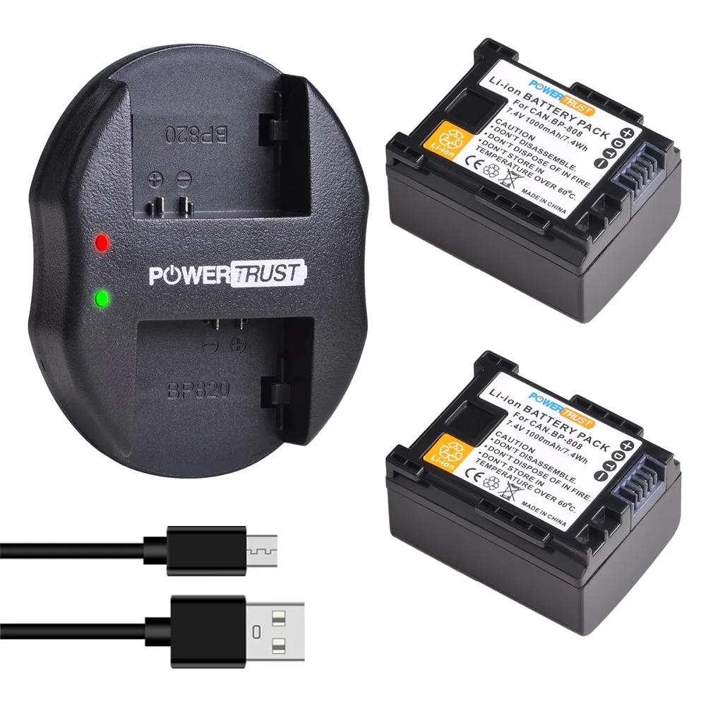 BP-808 Battery for Canon BP-808,BP-809/ Battery Charger for Canon CG-800,compatible with Canon HF G60 XA55 GX10 HFG20 G21 G30