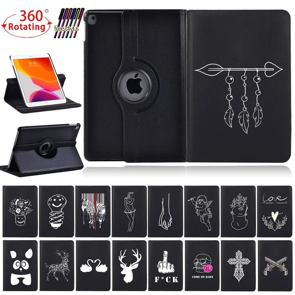 

360 Rotating Stand PU Leather Tablet Folio Cover Case for Apple IPad 2/3/4 9.7"/Mini 4/5 7.9"/5th 2017/6th 2018/ipad 7 8 9 10.2"