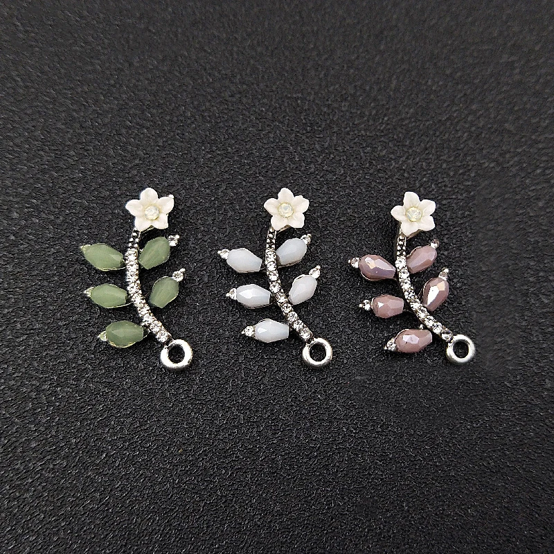 

2020New 60Pcs Rhinestones Water-Drop Leaf and Flower pendants alloy button for DIY Jewelry earring or necklace accessories HZ603