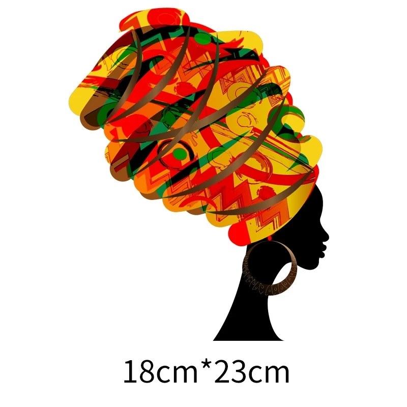 Black Queen Iron-On Heat Transfer Print-On T-Shirt Hoodies Patches For Clothing African Lady Glitter Thermal Sticker Applique