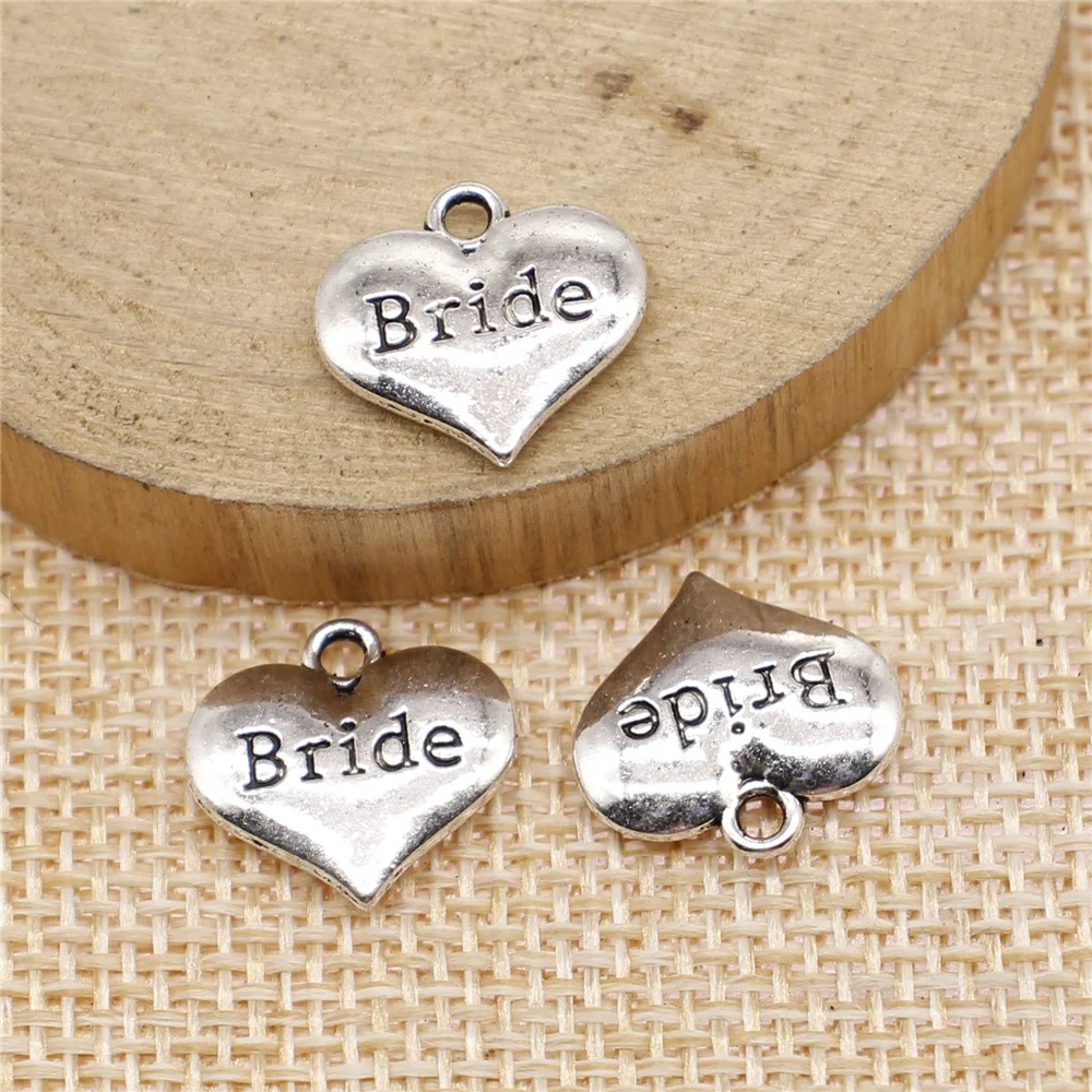 free shipping 36pcs 14x15mm antique silver bride love charms diy retro jewelry fit Earring keychain hair card pendant