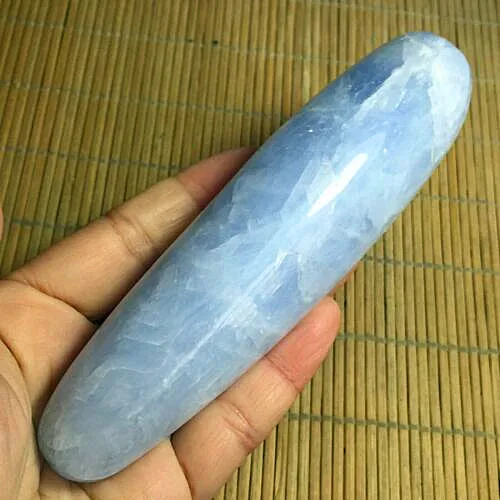 214g natural Celestite quartz crystal MASSAGE WAND Powerful Healing