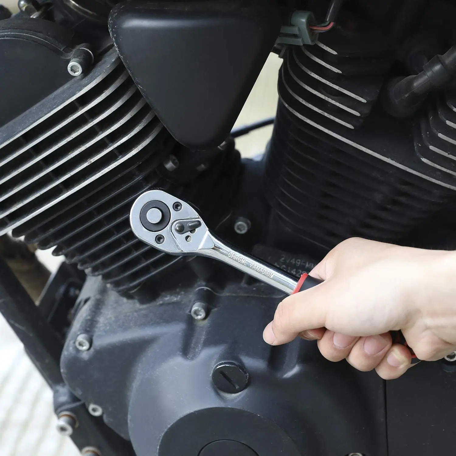 Juego de llaves de tubo de trinquete de 1/4 y 3/8 pulgadas, juego de enchufes de accionamiento, llave de trinquete de CR-V común para bicicleta, motocicleta y coche