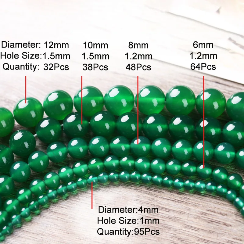 Natural Gem Stone Green Beads 4/6/8/10/12mm Round Smooth Agata Beads 15