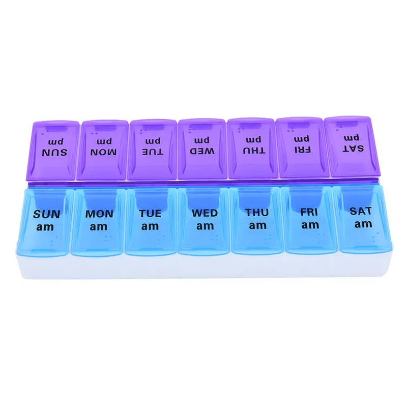 1PC 2 Row 14 Grids Medicine Storage Organizer Container Case Weekly 7 Days Tablet Pill Drug Box Holder Dispenser Health Care