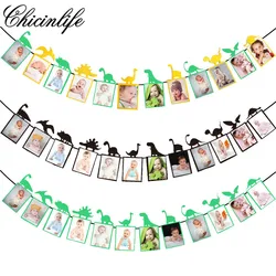 1Set Dinosaur Photo Banner Balloon Happy Birthday Cake Topper 12 Month Banner Party Baby Shower First Birthday Decoration
