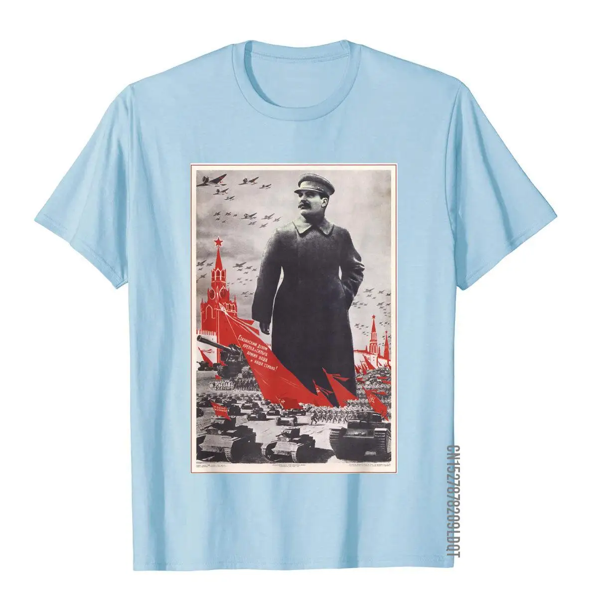 Joseph Stalin Vintage USSR Retro Soviet Poster Tee Funny Customized T Shirts Cotton Boy Tees Simple Style