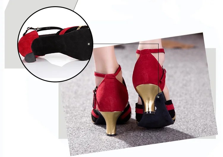 New Red Gold Silver Black Latin Dancing Shoes Women\'s Closed Toe Salsa Shoes Party Ballroom Dancing Shoes Low Heels 4 colors
