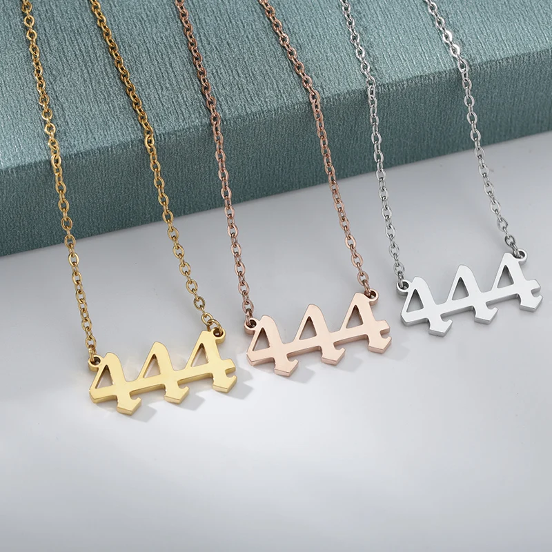 Angel Number Necklaces 111 222 333 444 555 777 888 999 666 Devil Necklace Stainless Steel Pendant Choker Christmas BFF Jewelry view 5