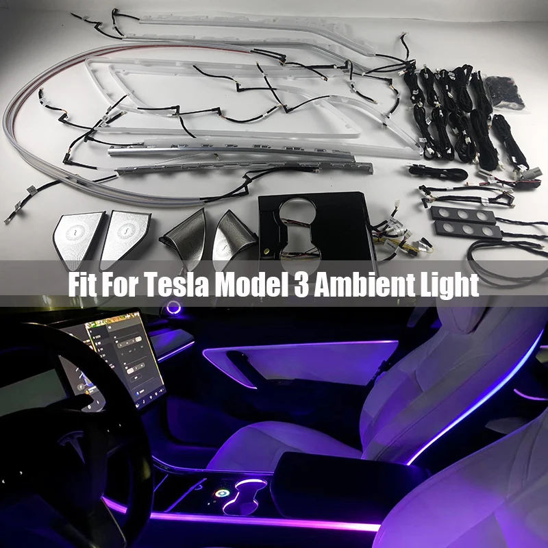 

Decorate inter lamp touch control For Tesla Model3 model 3 2019 2020 inter car Ambient Light 64 colors Center pillar horn cover