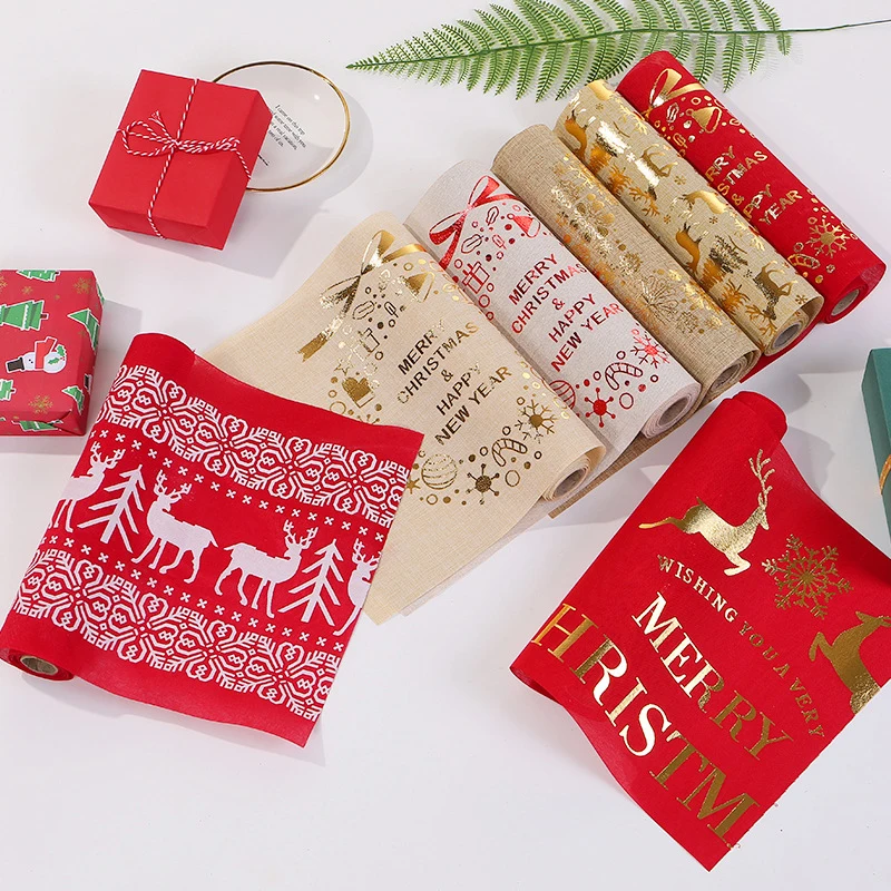 Merry Christmas Red Snowflake Snowman Long Table Flag Runner Cloth 28x275CM Table Runners Modern Home Decor Chemin De Table