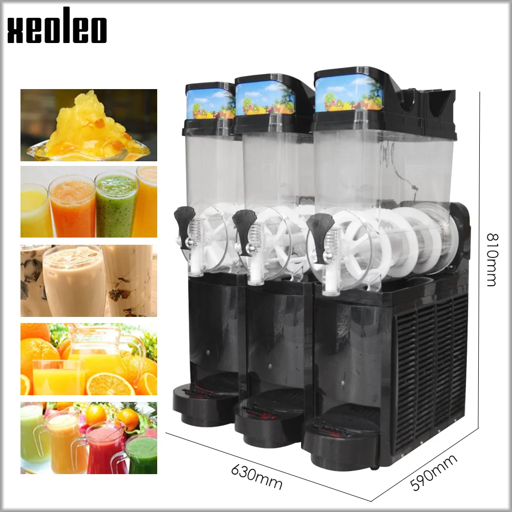 XEOLEO 15L*3 Tank Ice Slusher Commercial Slushing Machine Smoothie Maker Ice Cream Snow Melting Machine Smoothie Granita Machine