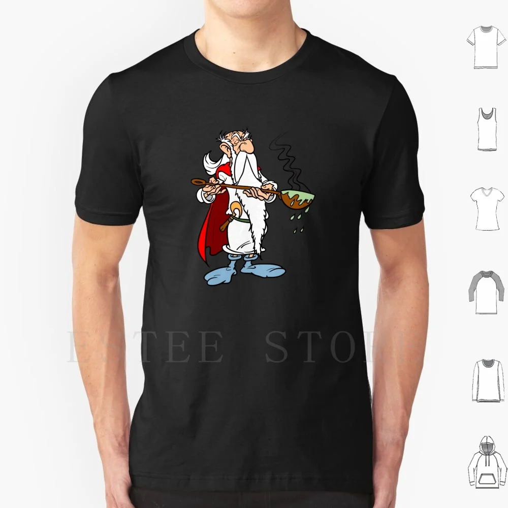 Getafix camiseta de algodón para hombre 6xl Asterix Obelix Asterix y Obelix dibujos animados cómic libros poción mágica pueblo Druid mago