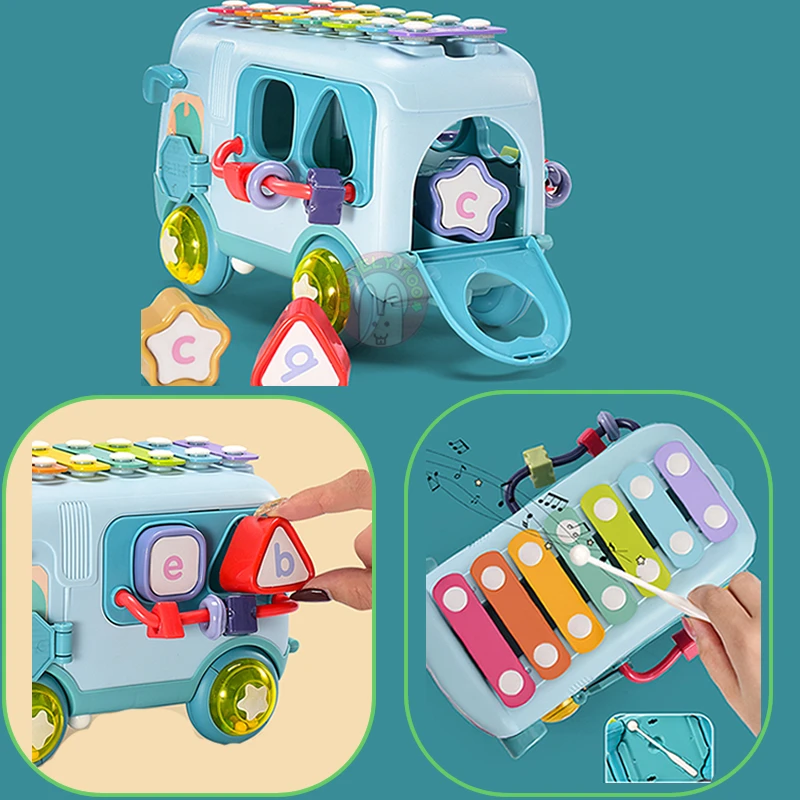 Musical Instrument Baby Rattles Mobiles Toys Xylophone Knock Piano Bus Beads Blocks Montessori Educational Toy For Children