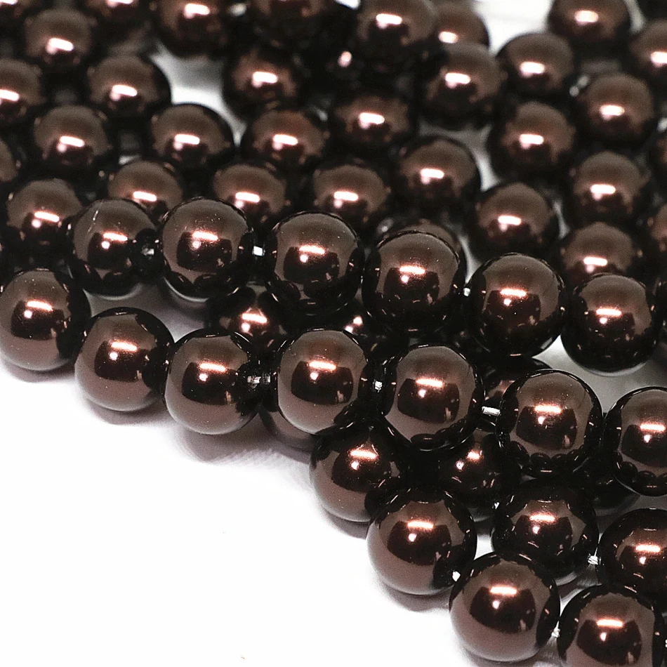AA+ beads Vintage chocolate round imitation shell pearl factory outlet jewelry making for gift necklace loose beads 4-14mm 15\