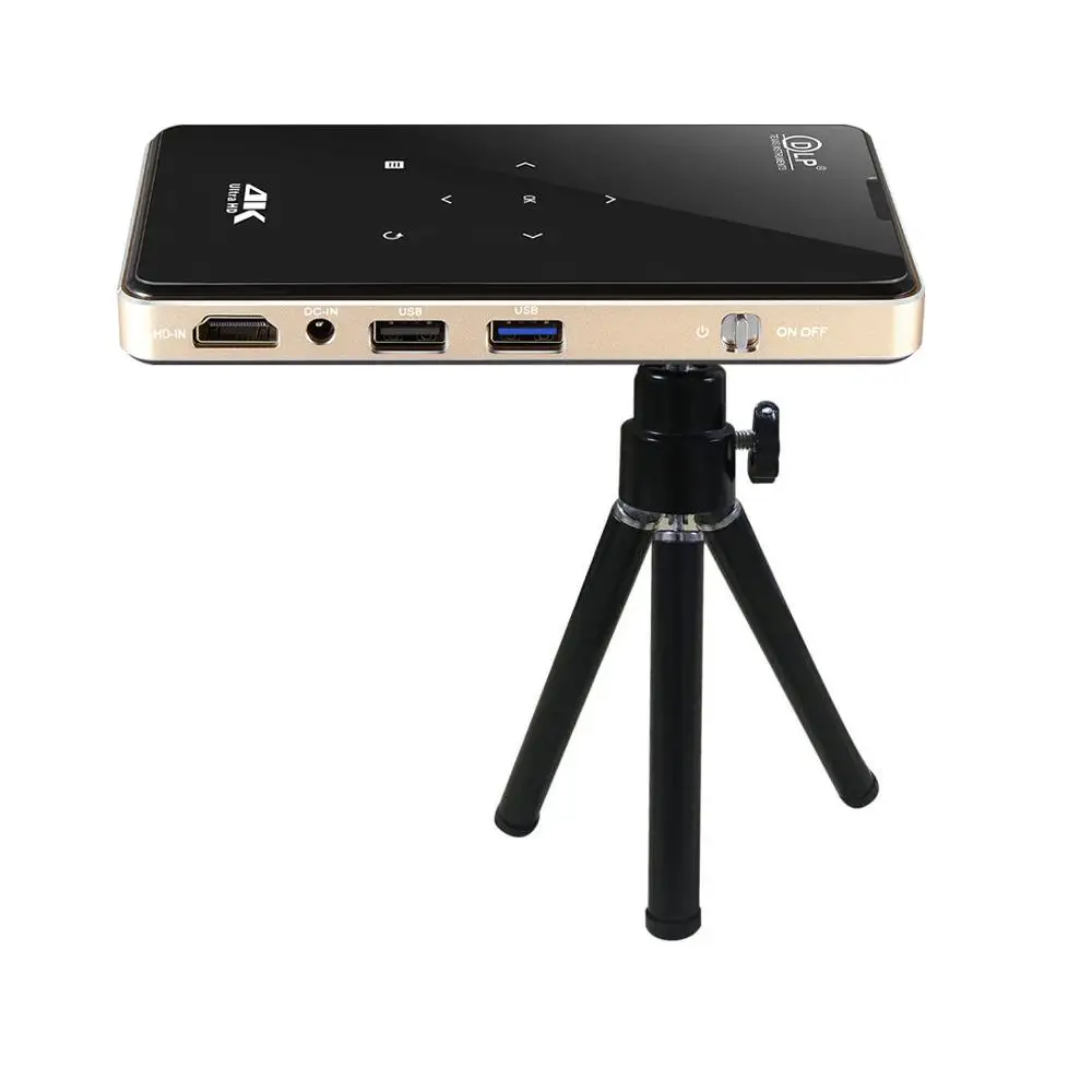 New P09 Mini Portable DLP Android 9.0 Projector 2GB RAM 32GB ROM WiFi Bluetooth Miracast Airplay 4K Home Cinema